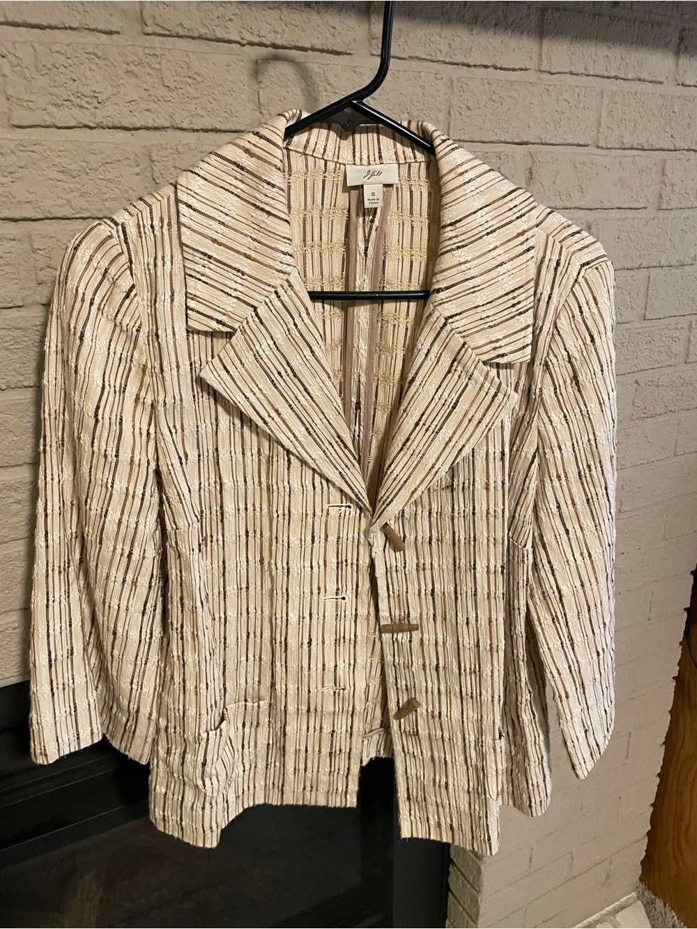 J. Jill Cream Textured Stripe Women's Blazer Jacket